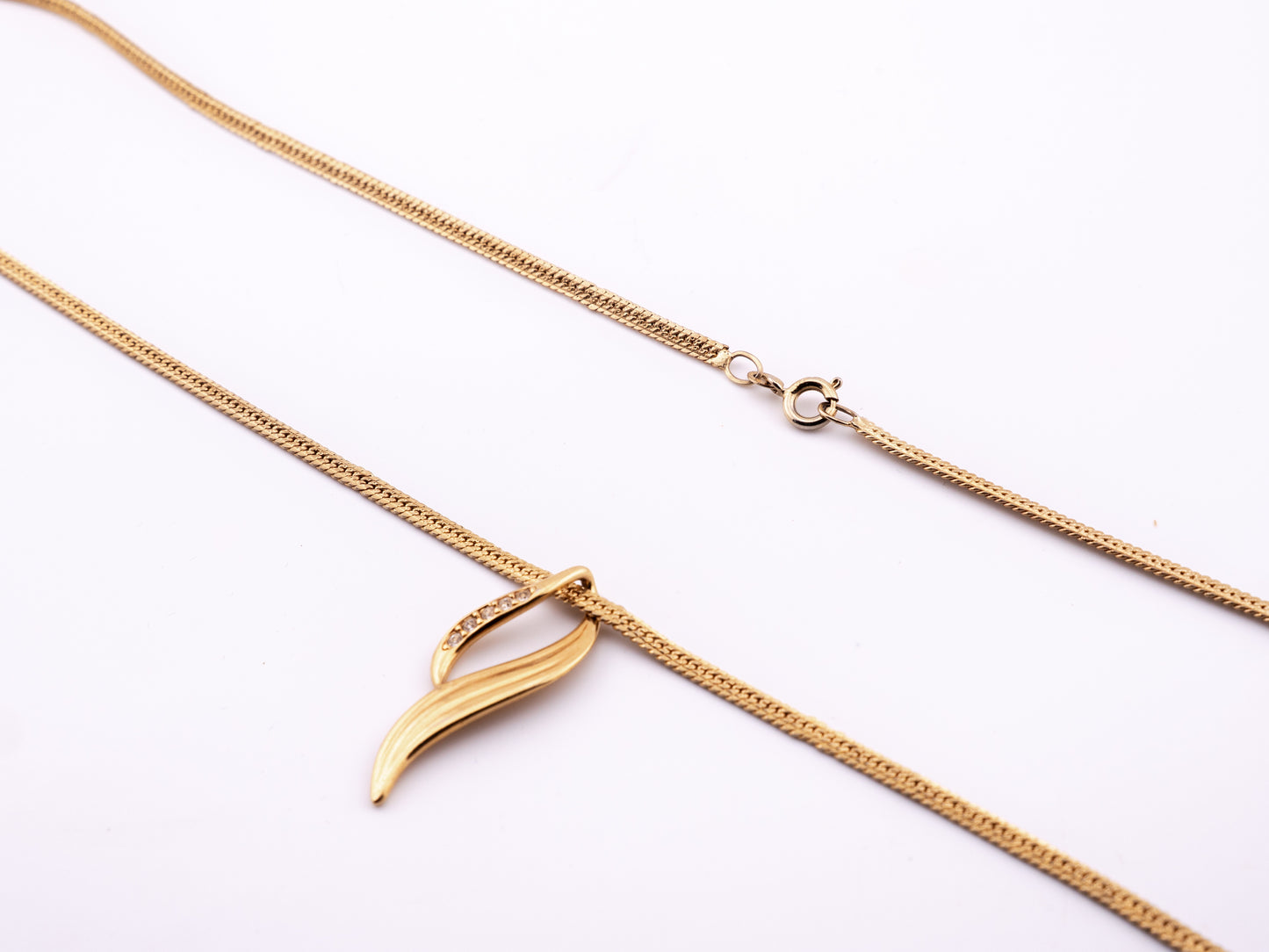 Gold Tone Flame Slide Pendant Necklace