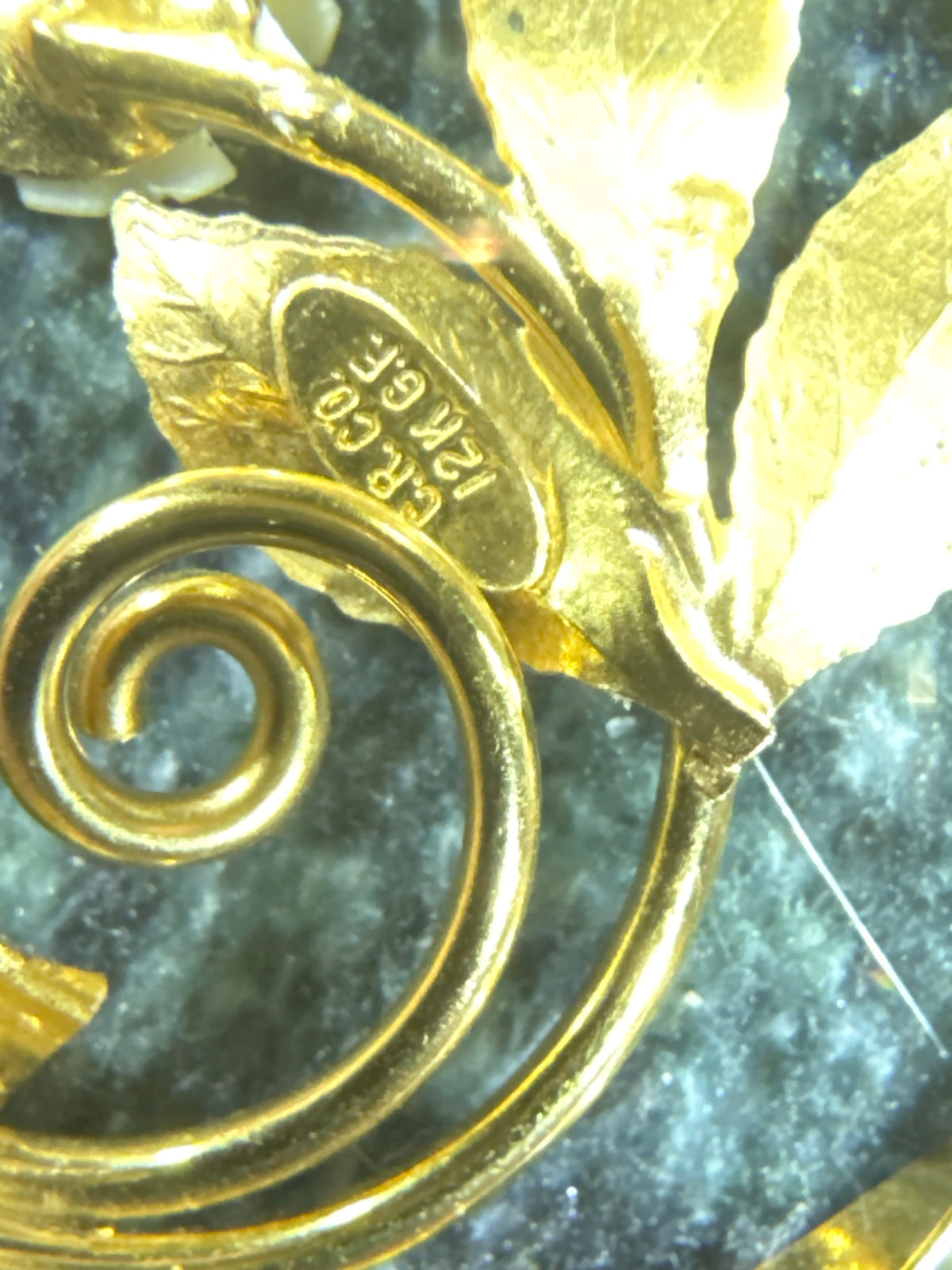 Late Bloom Rose Brooch, Signed C.R. Co. 12K Gold Filled