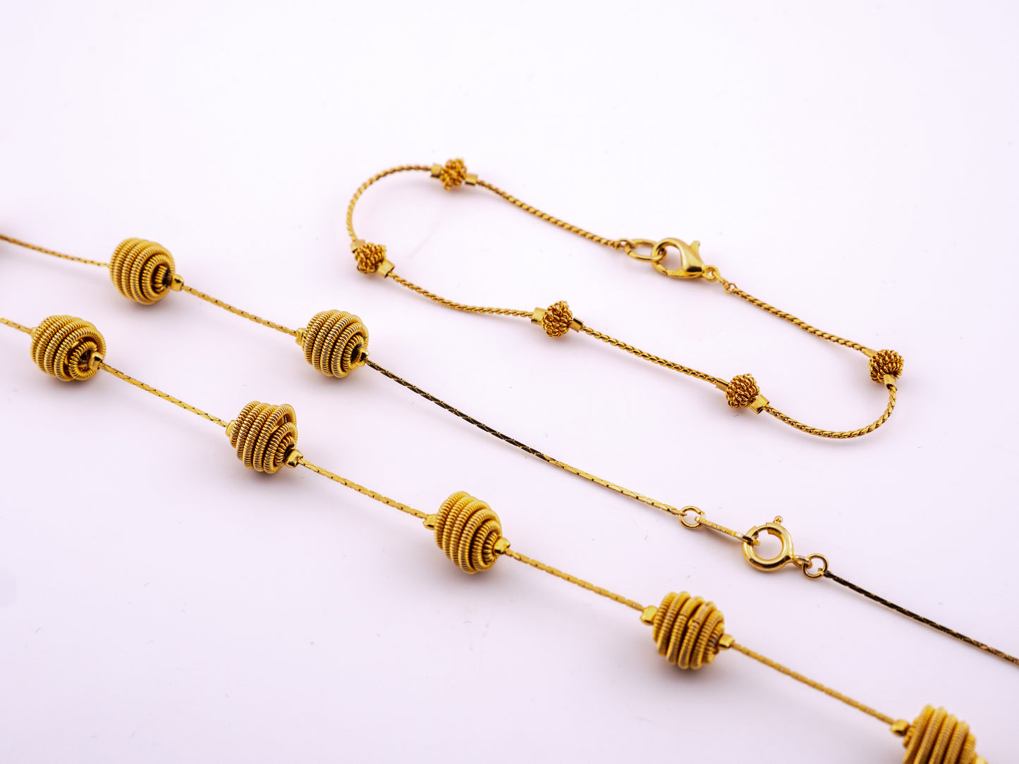 Trifari Coiled Bead Necklace and Bracelet Set