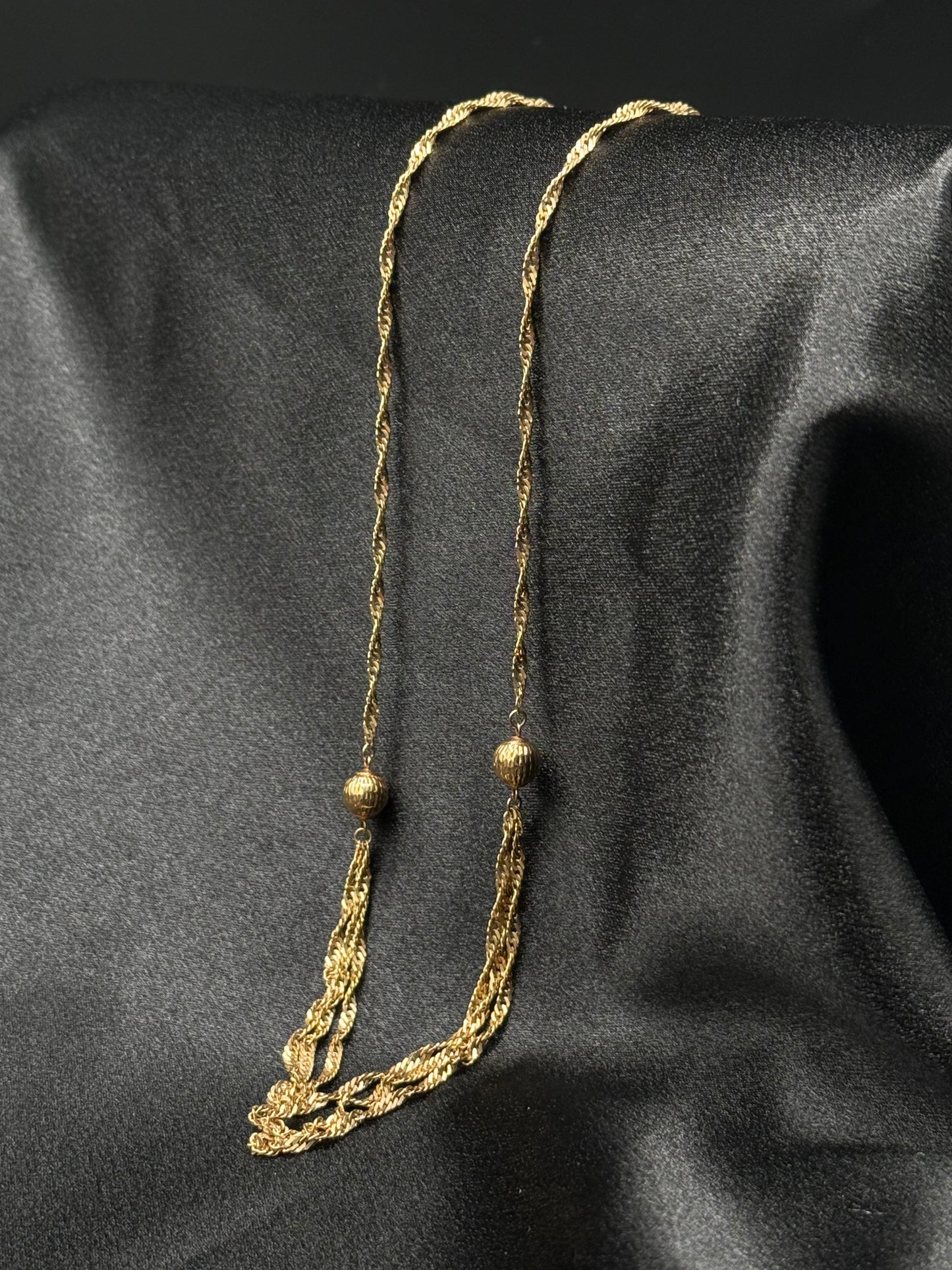 Golden Cascade 3-strand Tiered Necklace