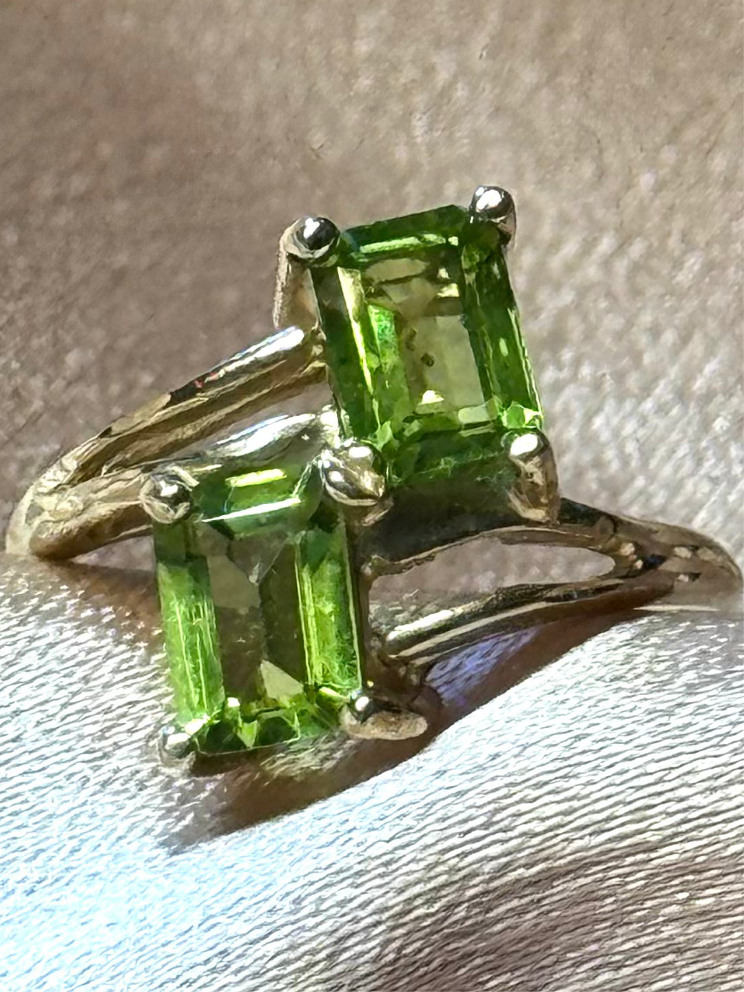 Vintage gold ring with heirloom peridot gemstones