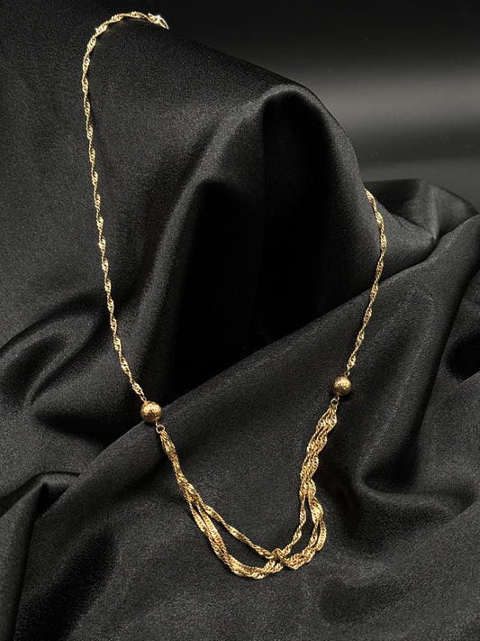 Golden Cascade 3-strand Tiered Necklace
