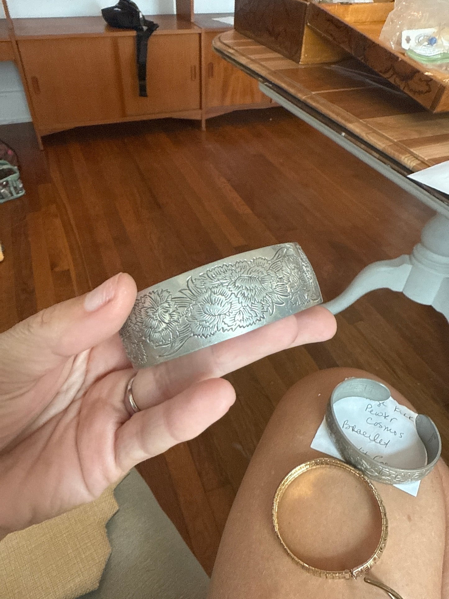 Peony Pewter Cuff