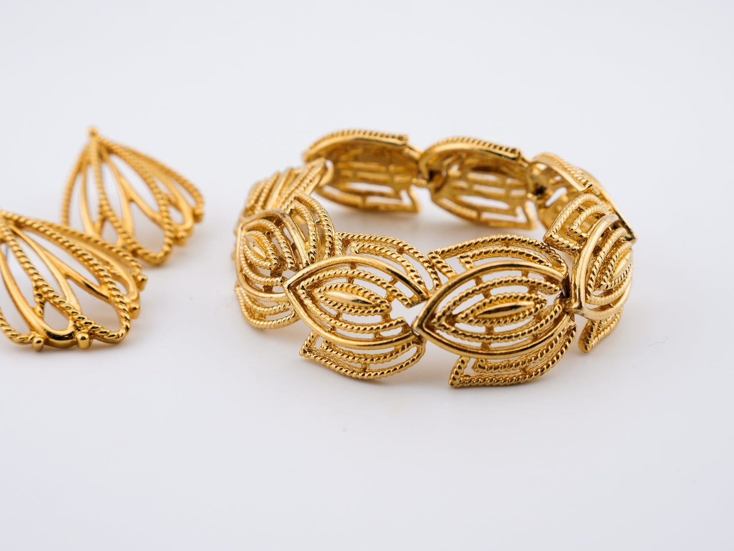 Gilded Petals Bracelet and Earrings