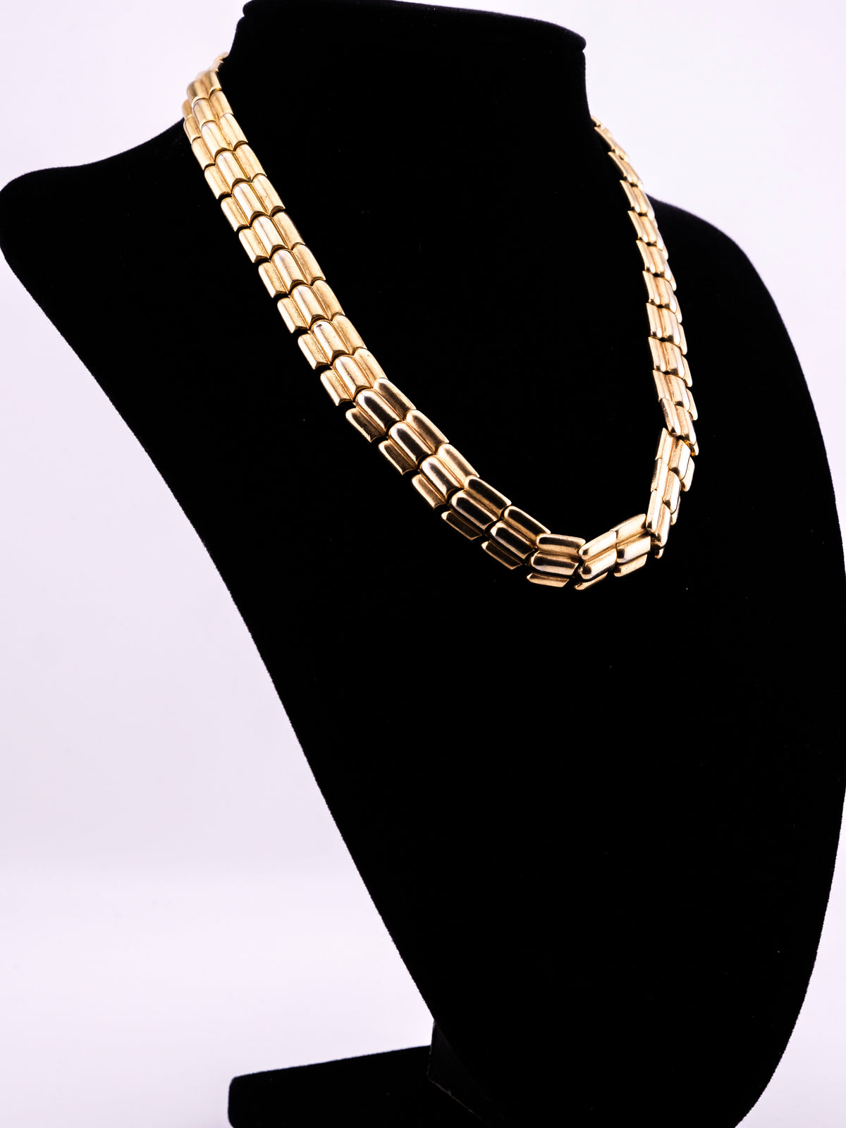 Golden Hour vintage Trifari rose gold tone barrel link collar necklace