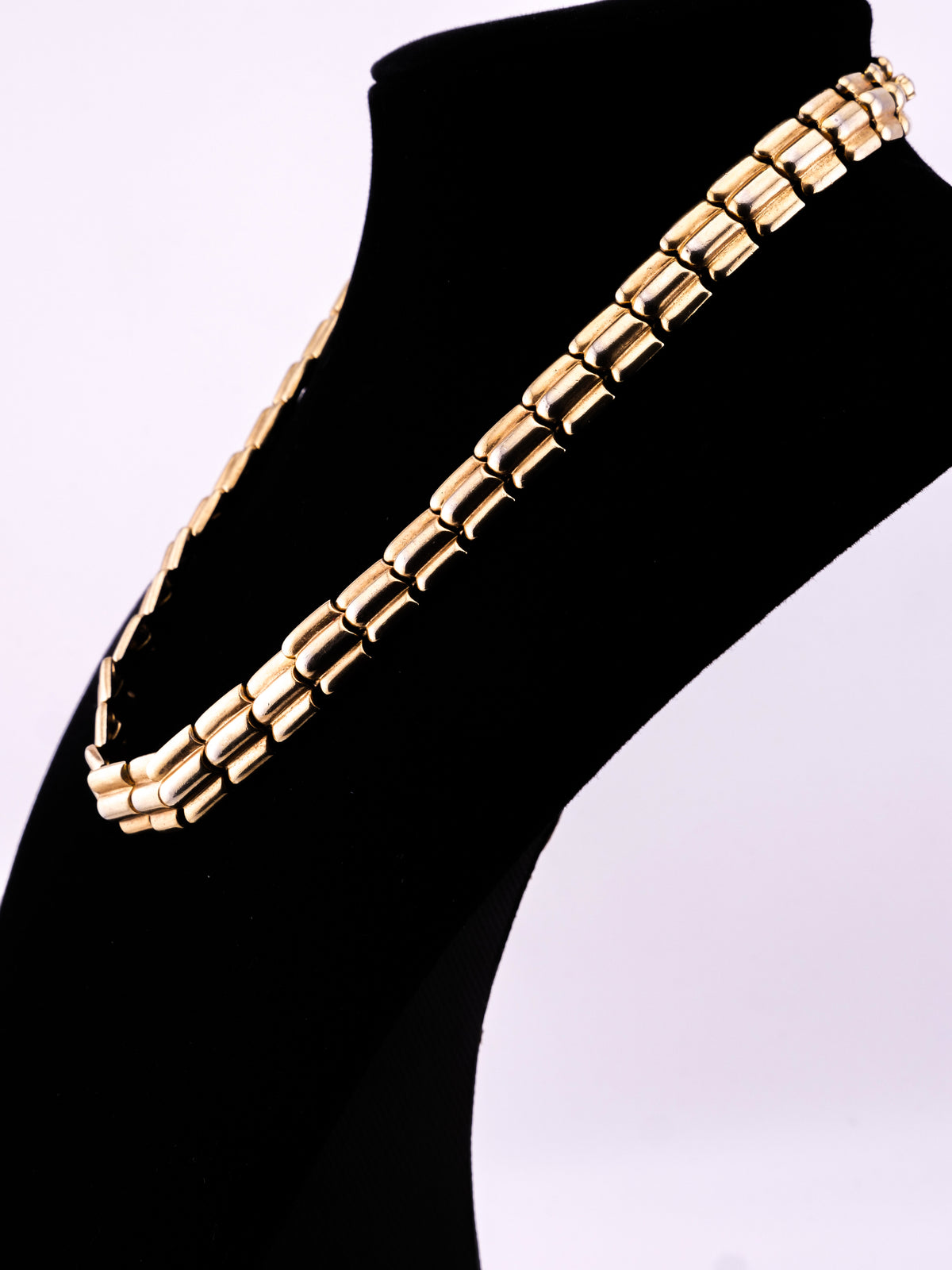 Golden Hour vintage Trifari rose gold tone barrel link collar necklace