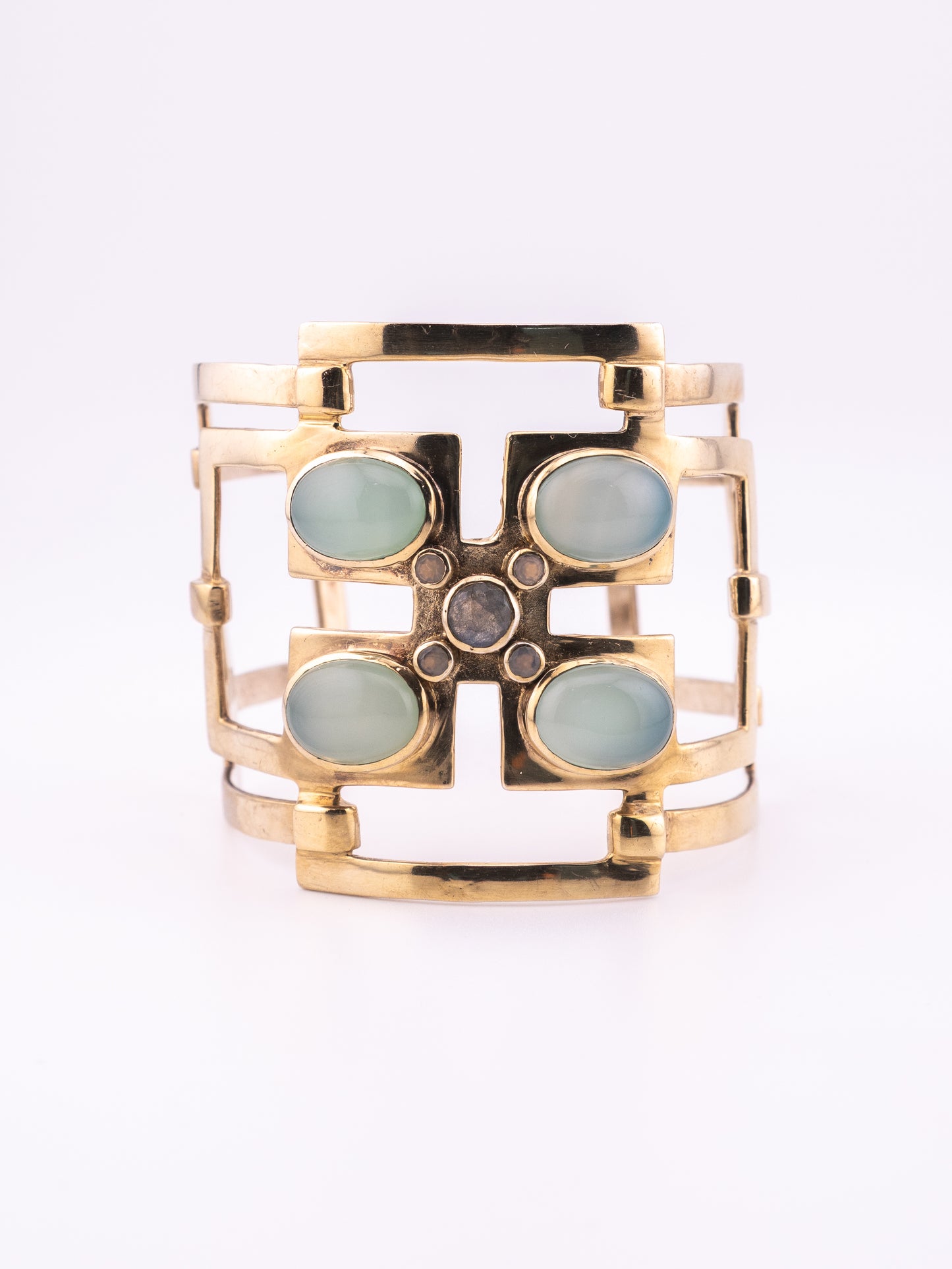The Blue Oracle retired Julie Vos Calypso cuff and gold tone stone bangle bracelet stack