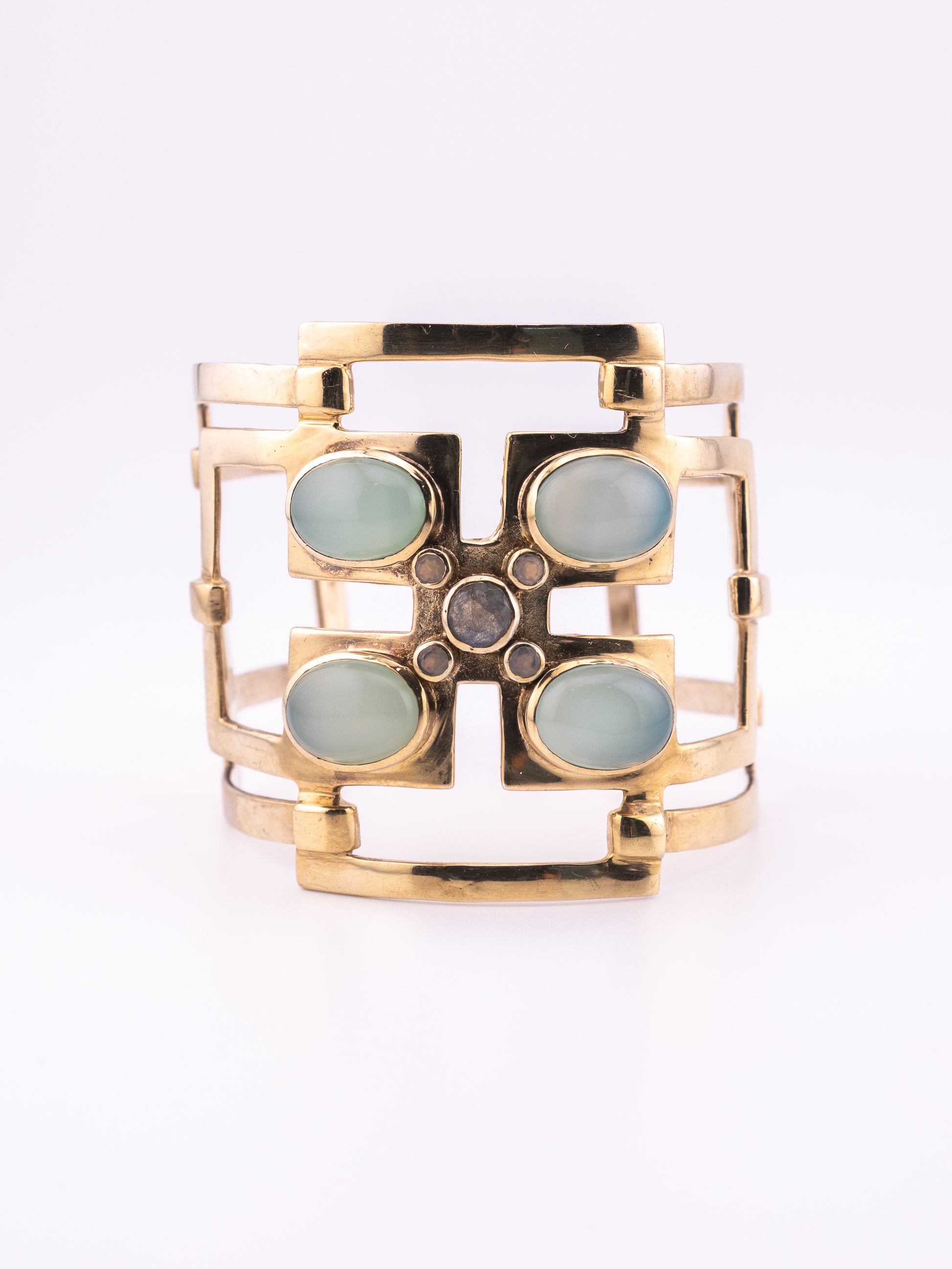 The Blue Oracle retired Julie Vos Calypso cuff and gold tone stone bangle bracelet stack