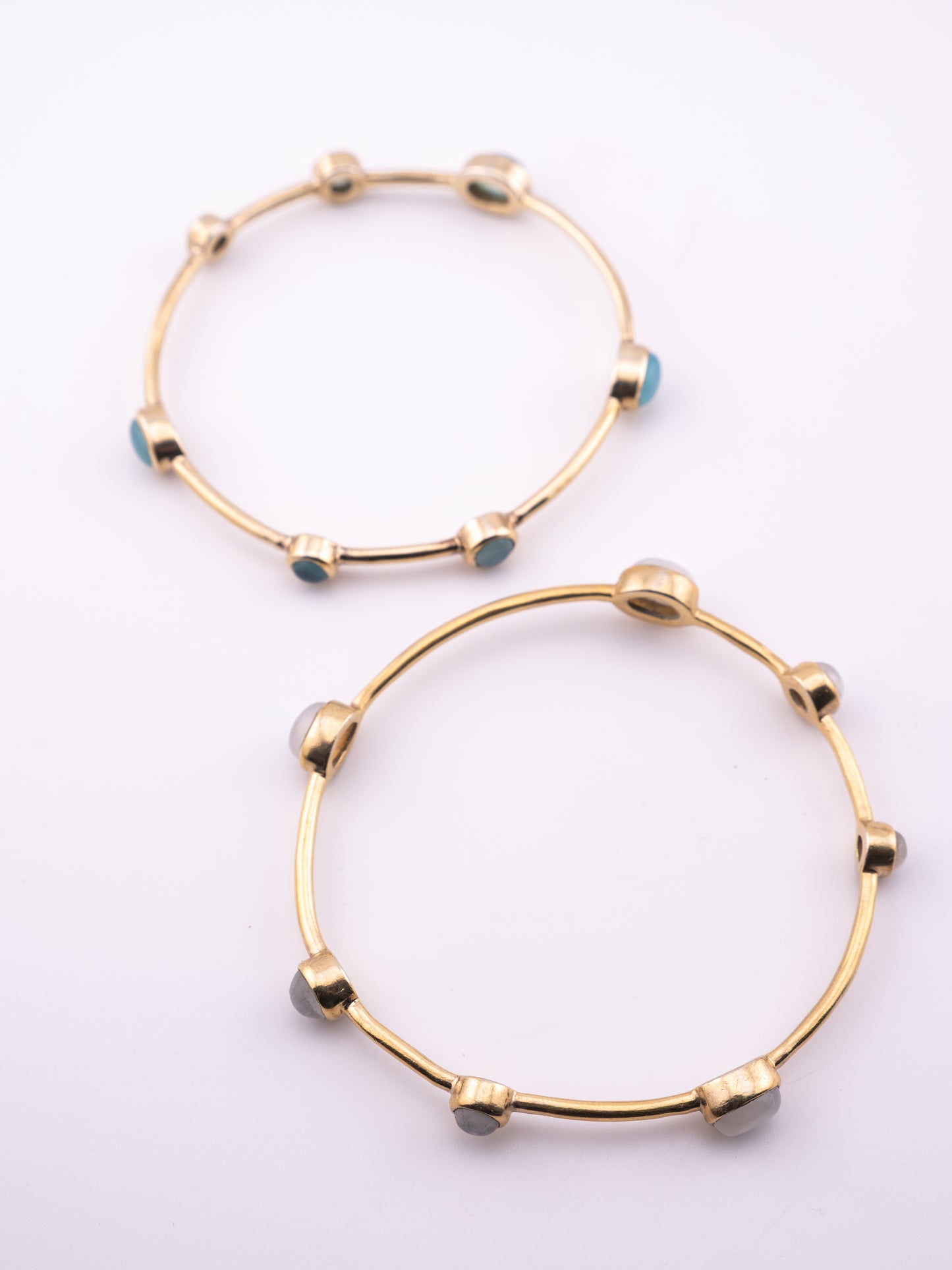 The Blue Oracle retired Julie Vos Calypso cuff and gold tone stone bangle bracelet stack