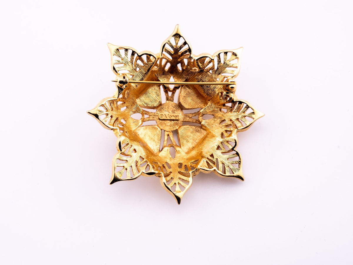Black Star Sigil Brooch, Signed Monet