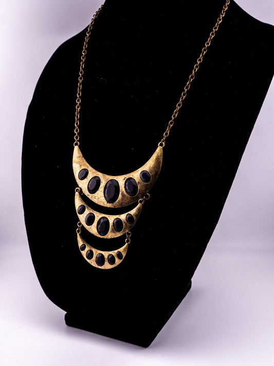 Three Moons Crescent Bib Necklace