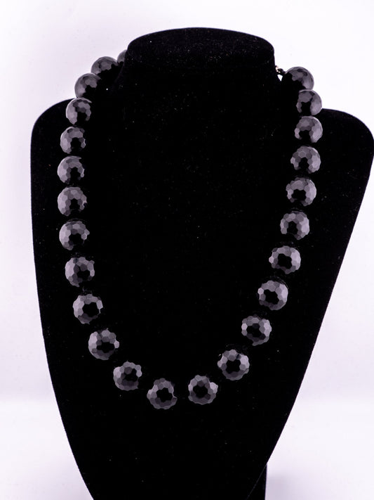 Black Moon Faceted Bead Necklace