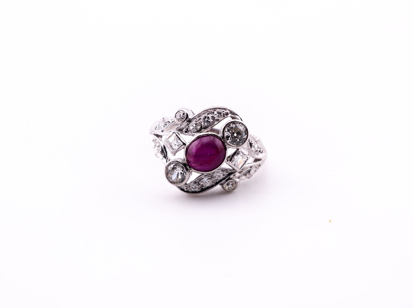 The Ember Ring, Retro Platinum Ruby and Diamond