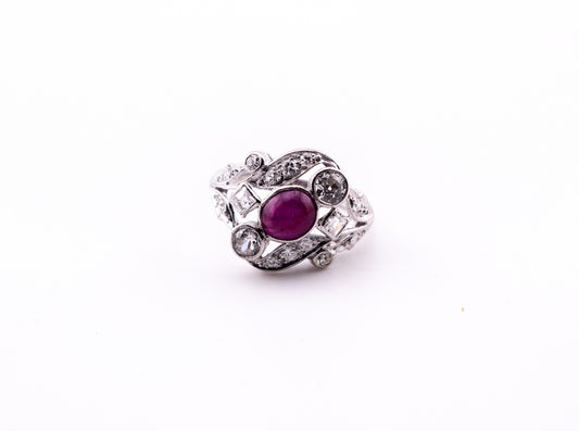 The Ember Ring, Retro Platinum Ruby and Diamond