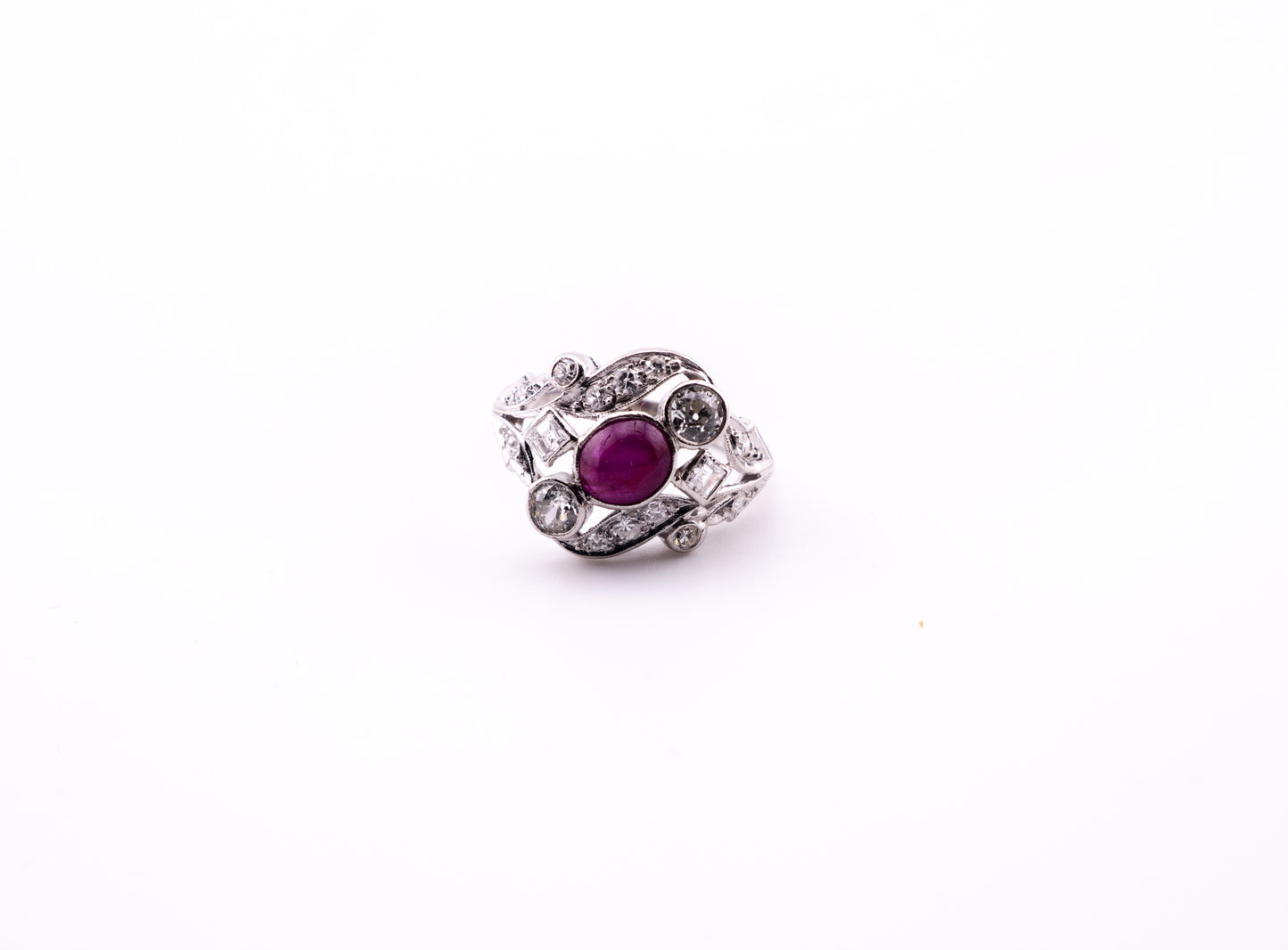 The Ember Ring, Retro Platinum Ruby and Diamond