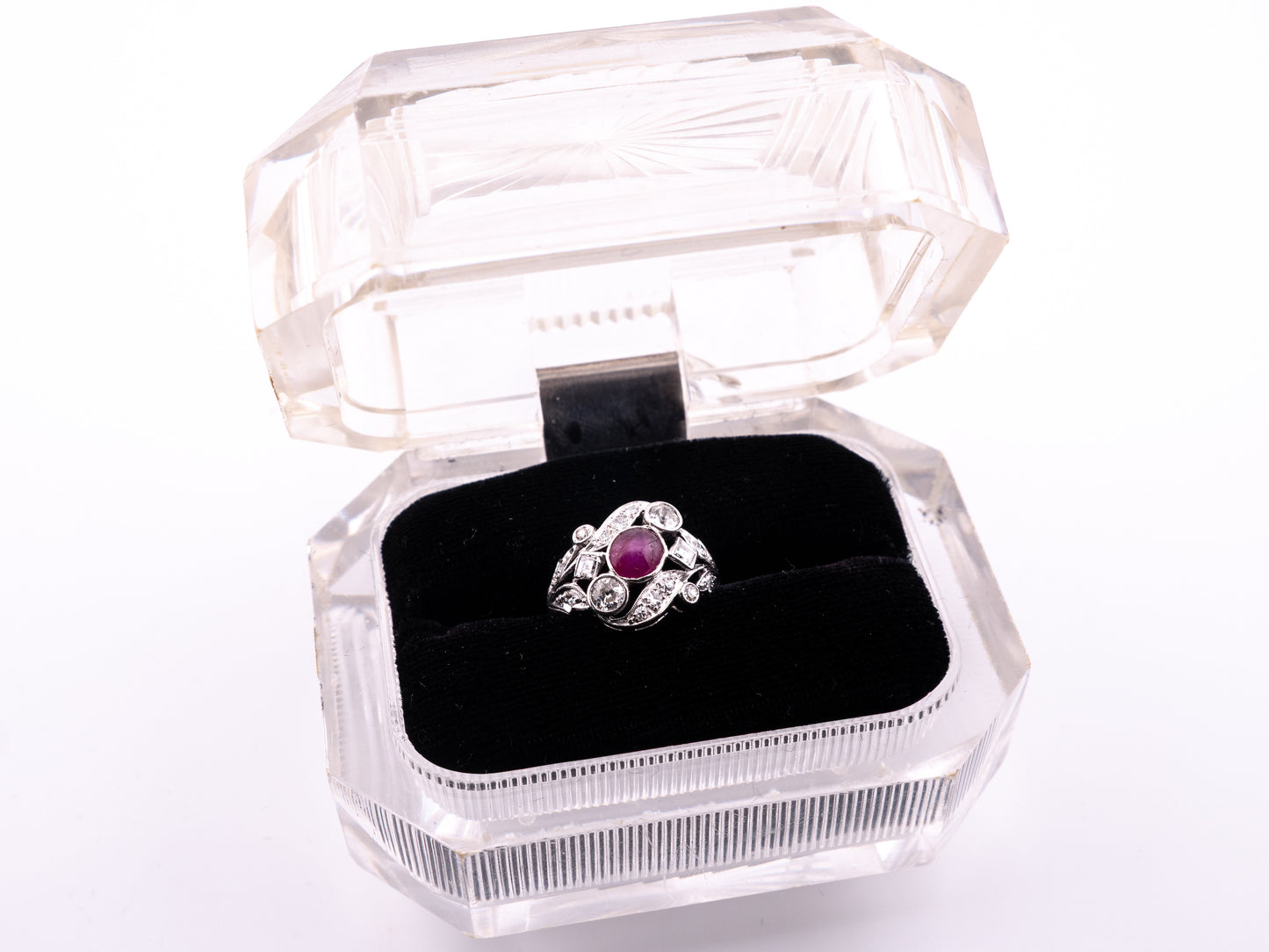 The Ember Ring, Retro Platinum Ruby and Diamond