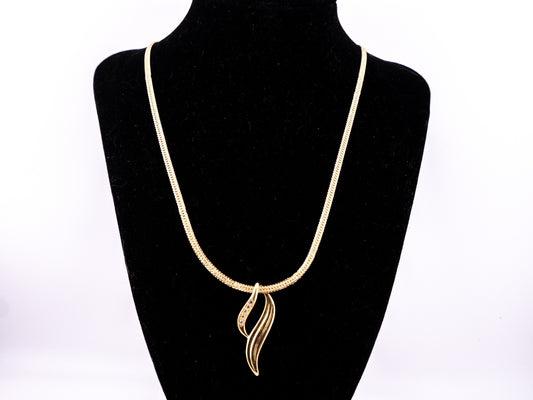 Gold Tone Flame Slide Pendant Necklace