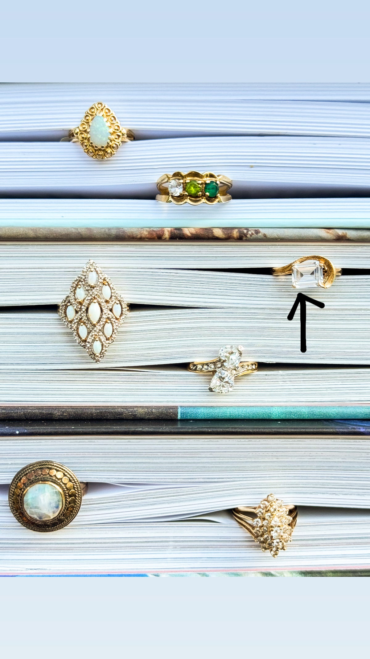 Window Light Ring, 14K Gold and White Topaz