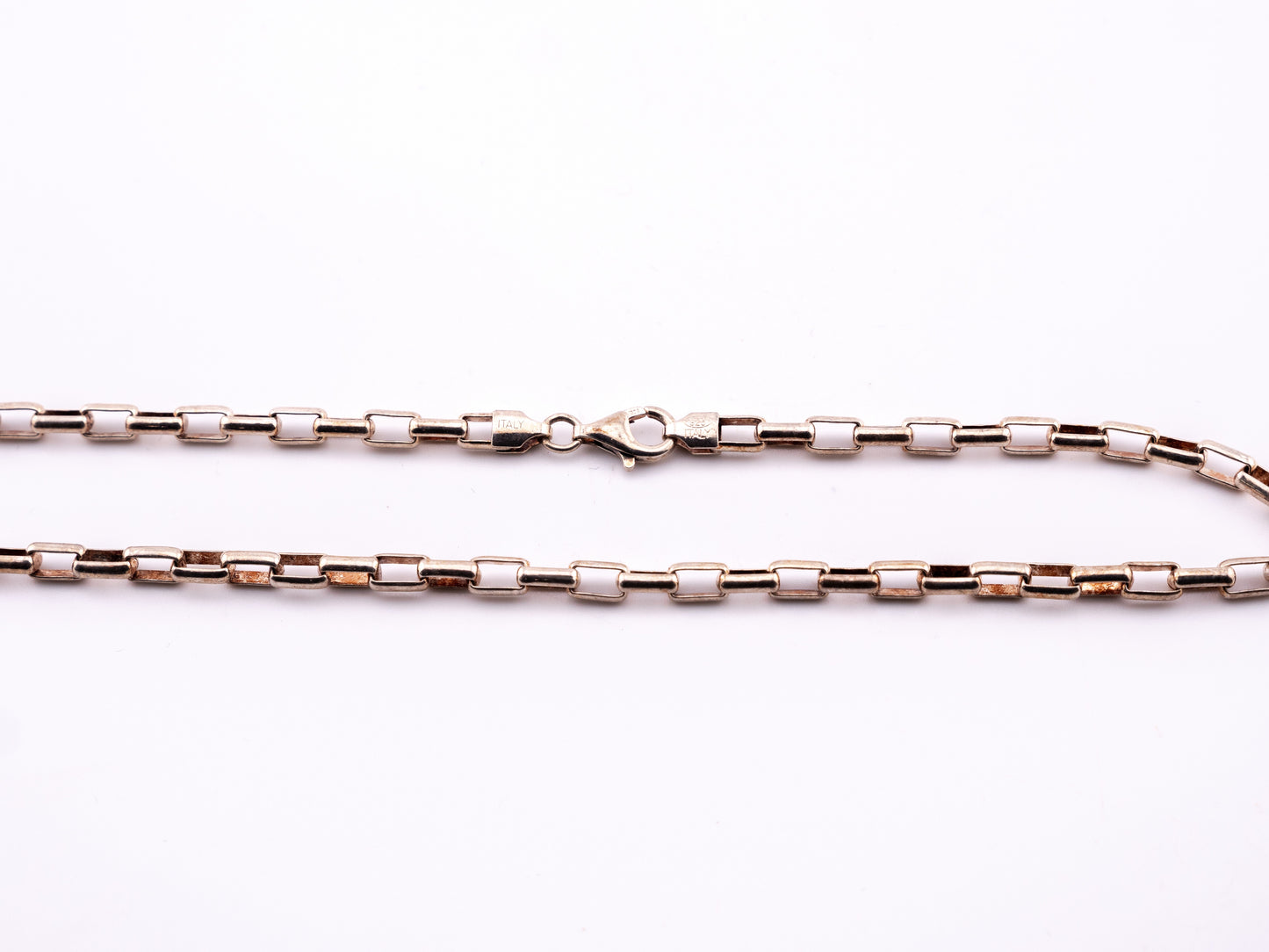 Italian Sterling Silver Elongated Link Chain Necklace