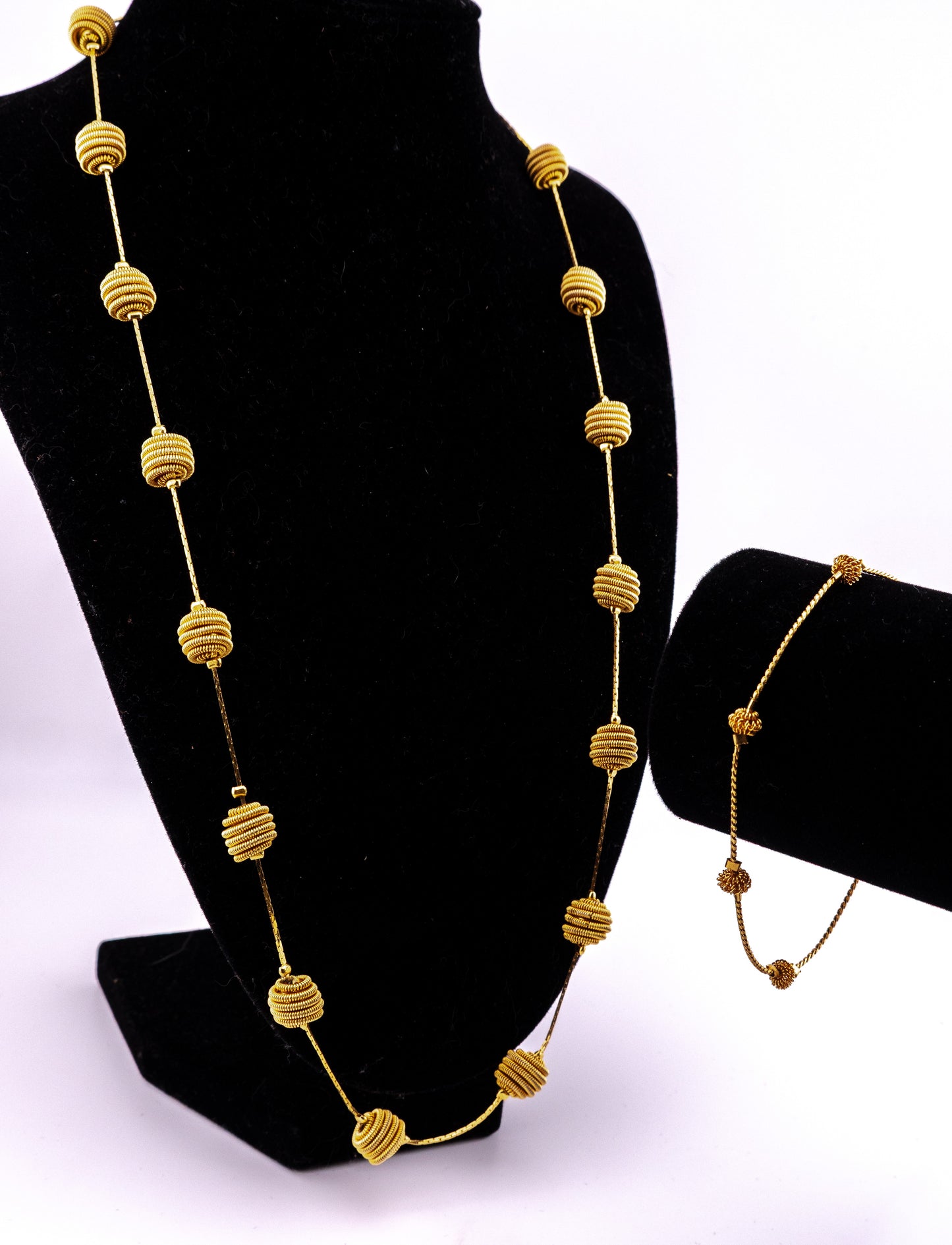 Trifari Coiled Bead Necklace and Bracelet Set