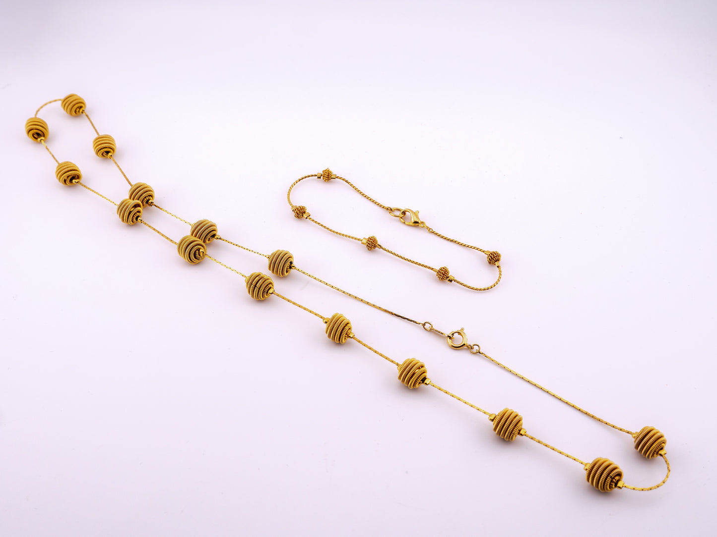 Trifari Coiled Bead Necklace and Bracelet Set